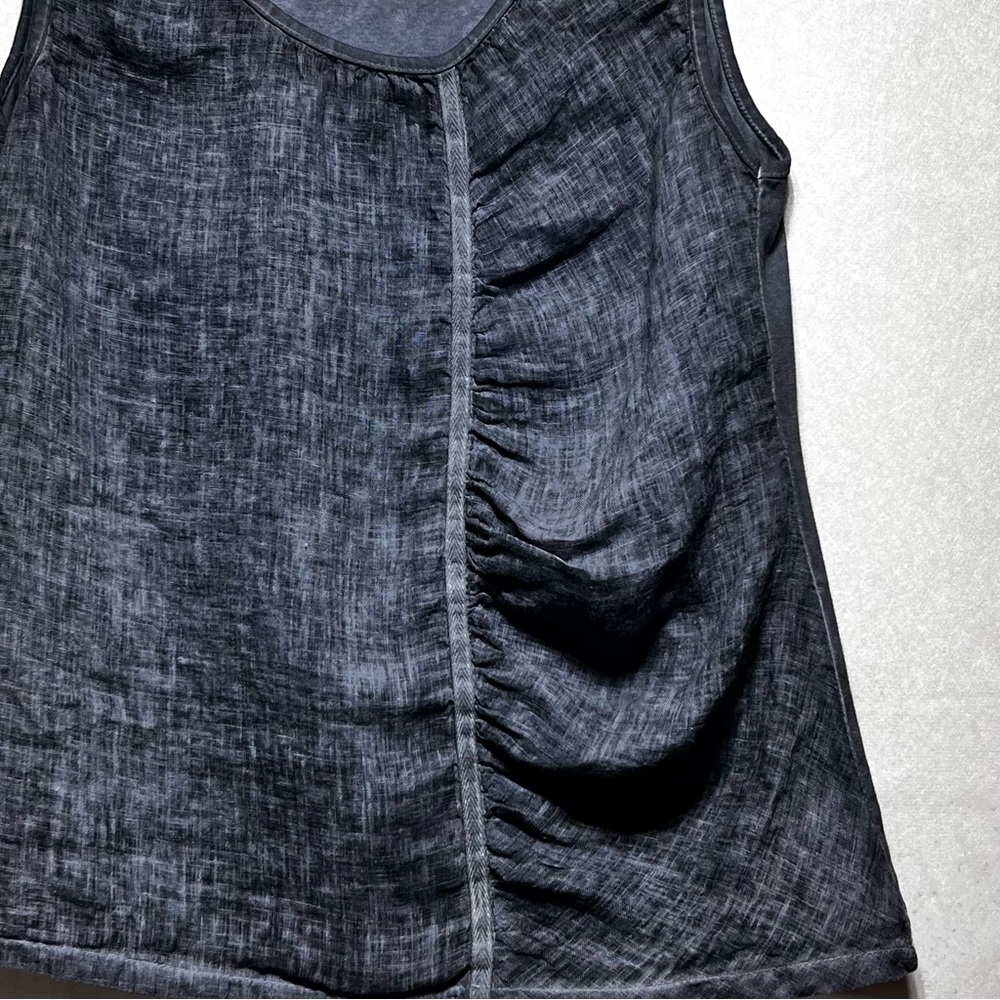 Inizio Gray Linen Sleeveless Shirt, Size Large - Picture 6 of 8